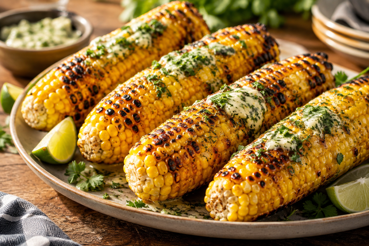 Grilled Corn with Herb Butter